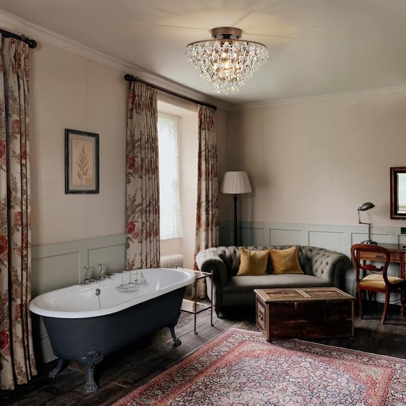 Vintage Glam Tiered Round Crystal Semi Flush Ceiling Light 12.6in - Oil Rubbed Bronze