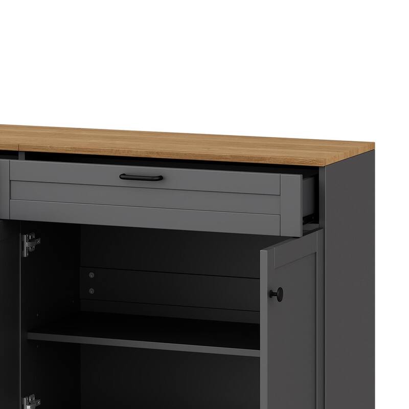 Large TV Stand Display Cabinet Set for TVs Up to 70", Wood Media Console Table Entertainment Center with Cabinet, 2 Drawers