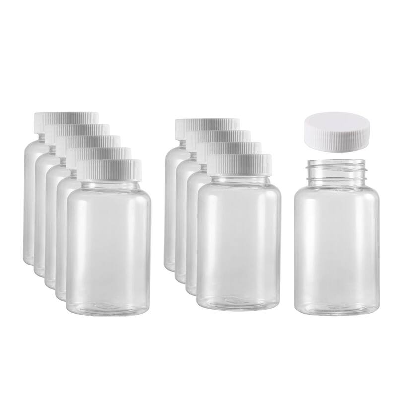 Plastic Lab Chemical Reagent Bottle 200ml Sample Sealing Liquid Container 10pcs - White, transparent