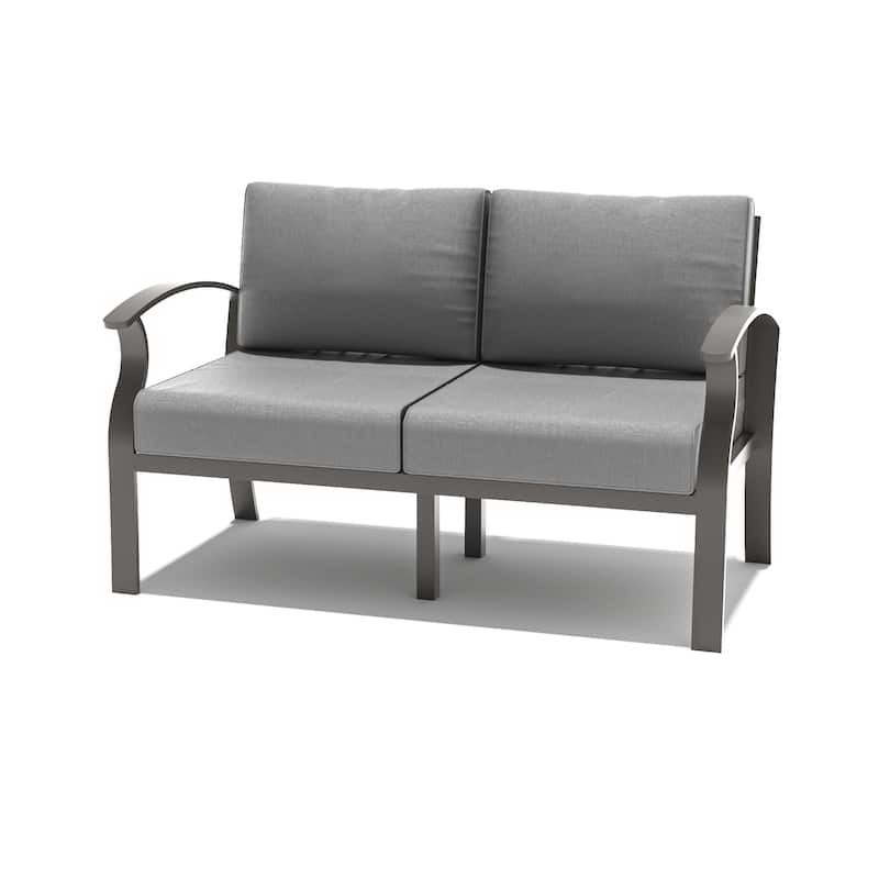Outdoor Aluminum Loveseat with Grey Cushions - Grey