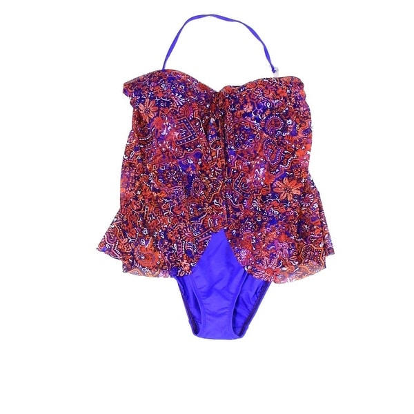 ... Swimwear; /; One-piece Swimwear. Lauren By Ralph Lauren NEW Purple Women\u0026#x27;s 10 Floral Chiffon ...