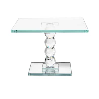 Exquisite Crystal Dessert Stand with Mirror Pedestal Base