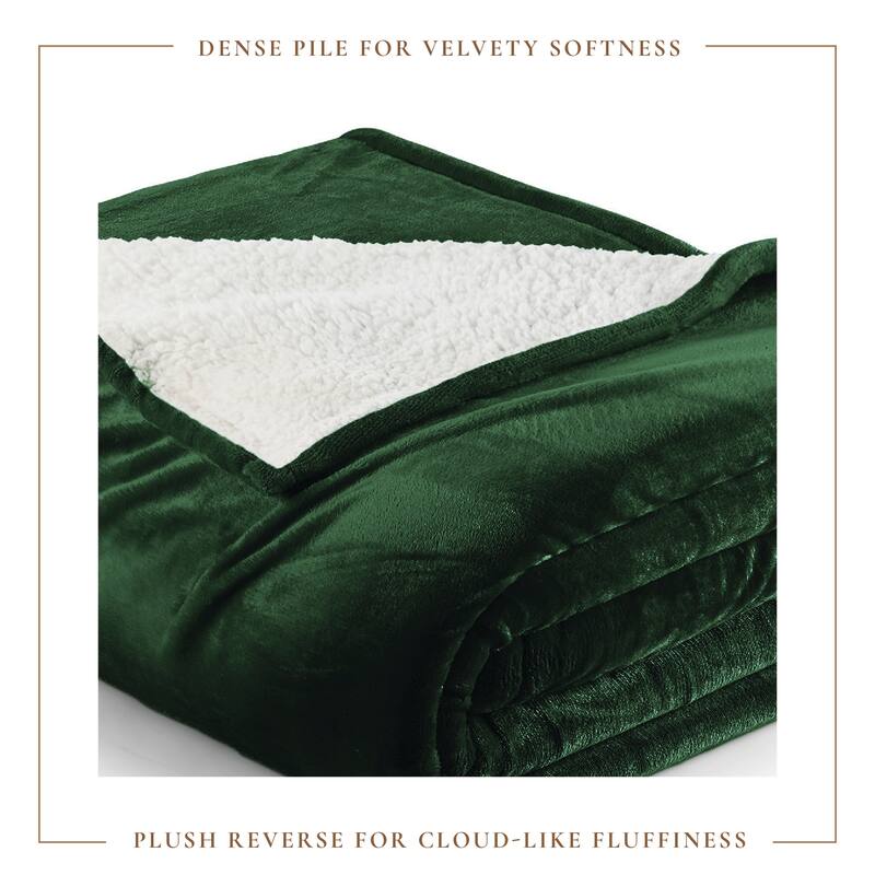Linery & Co. Velvet Plush Reversible Sherpa Bed Blanket