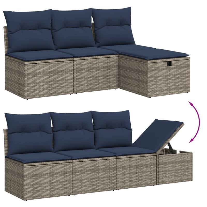 vidaXL Patio Sofa Set with Cushions Sectional Couches 8 Piece Poly Rattan - 24.4 x 24.4 x 27.2
