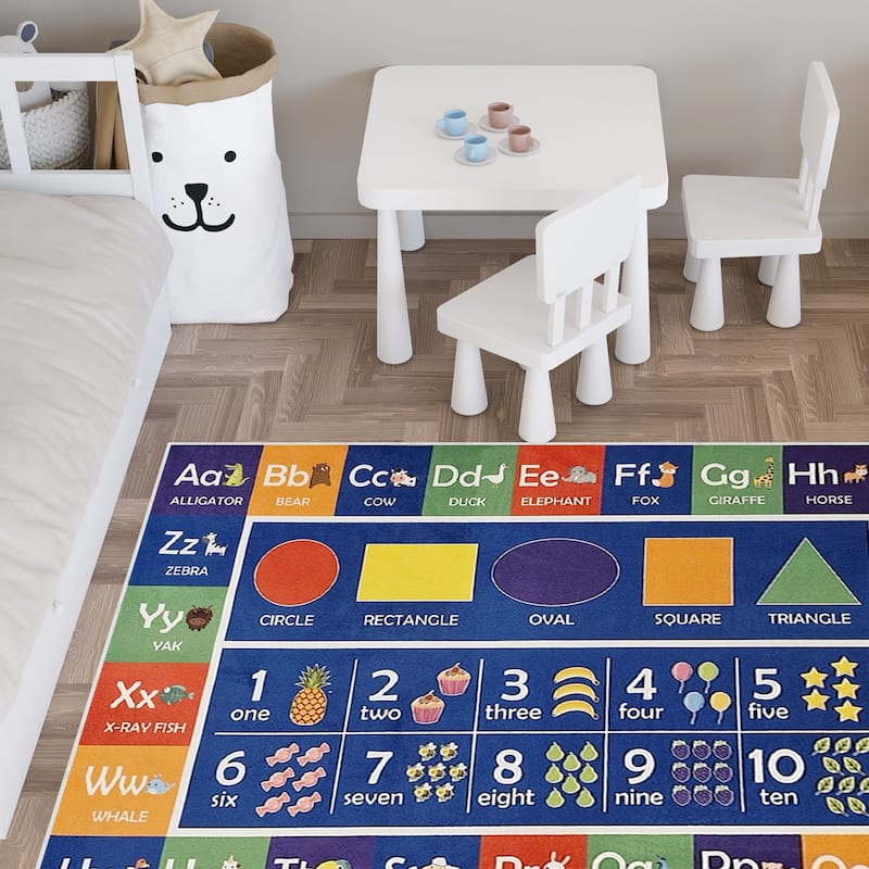 Sussexhome Low Pile Non-Slip Washable Educational Rug