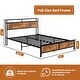 preview thumbnail 3 of 10, Rustic Brown Full Size Metal Industrial Bed Frame with LED Lights and USB Ports
