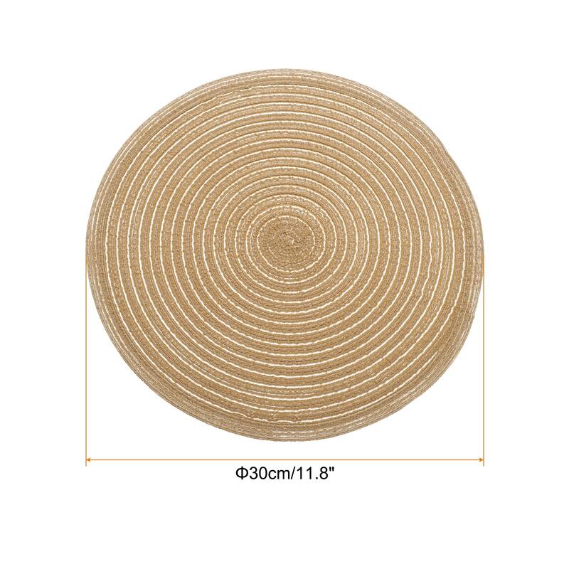 6pcs Round Braided Placemats Non-Slip Washable Round Table Mats - Tawny - 11.8"