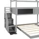 preview thumbnail 13 of 17, Modern Twin Over Full House Bunk Bed With Storage Staircase And Blackboard,Sturdy Frame for Bedroom