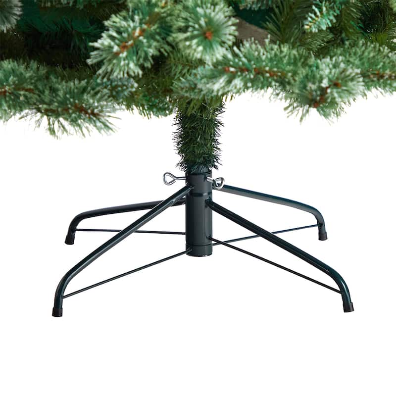 8ft Artificial Christmas Tree Pre-Lit Slim Pine Tree with Lights & Branches - Green - 96