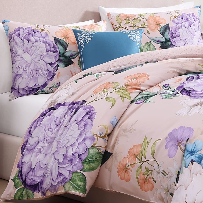 Bebejan Bright Bouquet 100% Cotton Sateen 5 Piece Reversible Comforter Set