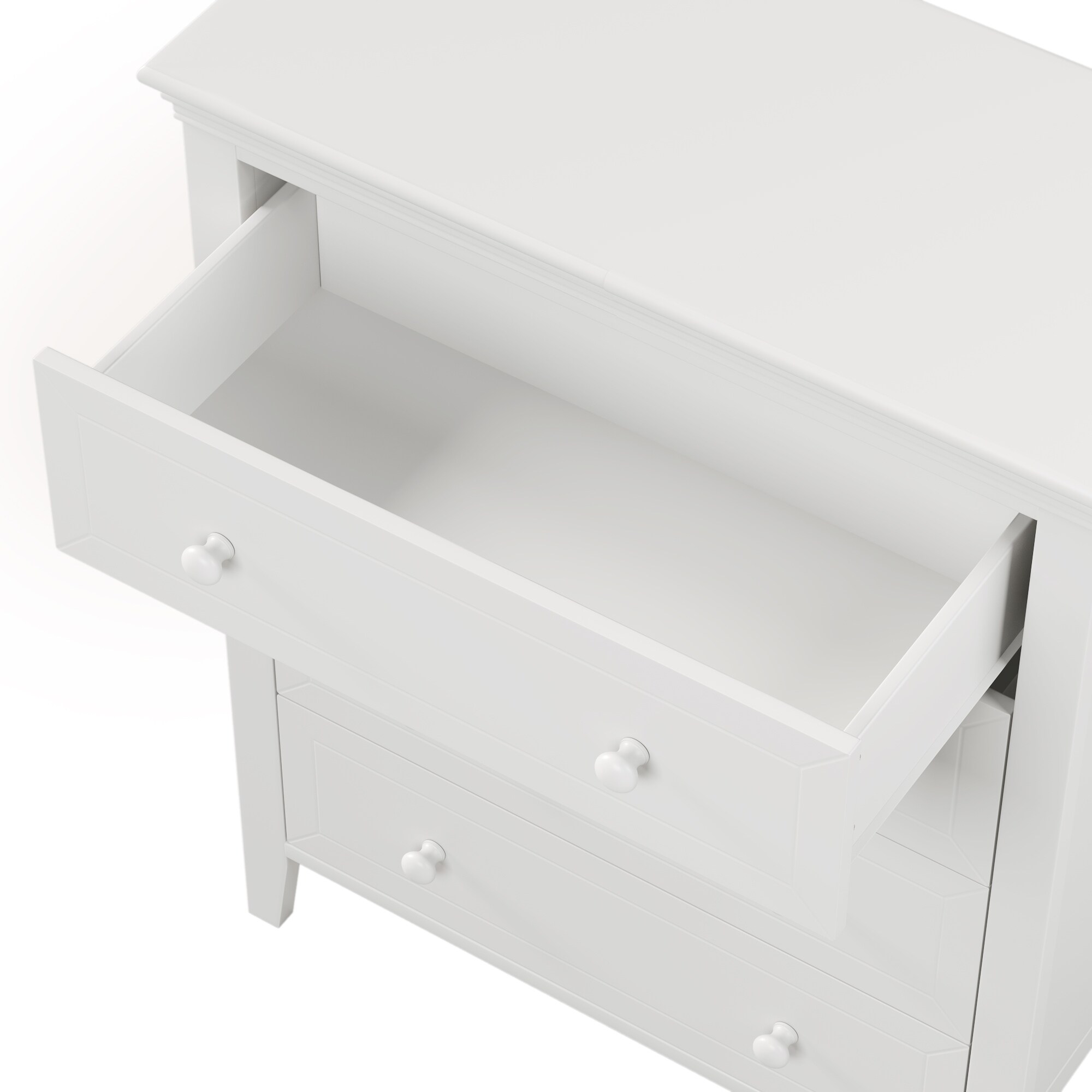 White Wooden FourDrawer Chest Dresser Storage for Bedroom with Ample Storage Space