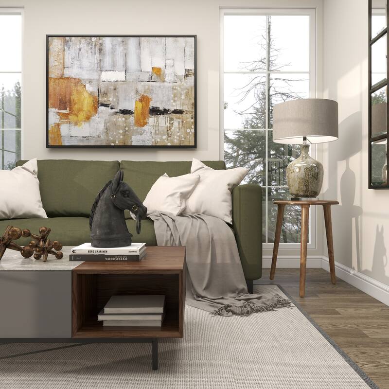 Mango Wood Handmade Intricately Carved Floral Accent Table with Tripod Legs - Dark Brown, White, Brown