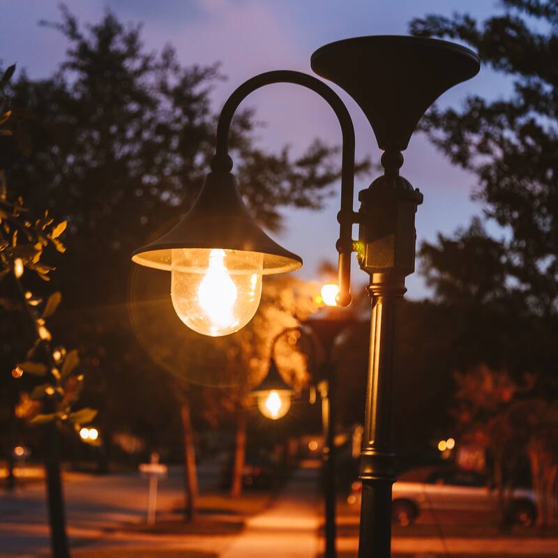 Everest 92 in. Black Modern LED Solar Landscape Lamp Post Light