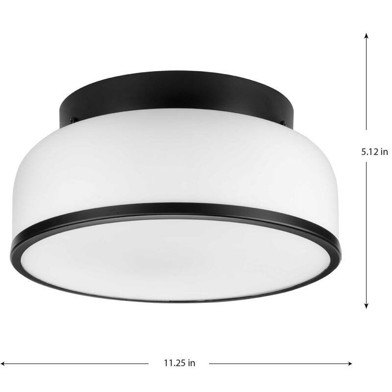 Parkhurst Collection Two-Light Matte Black New Traditional 11-1 4" Flush Mount Light - 11.25 in x 11.25 in x 5.12 in
