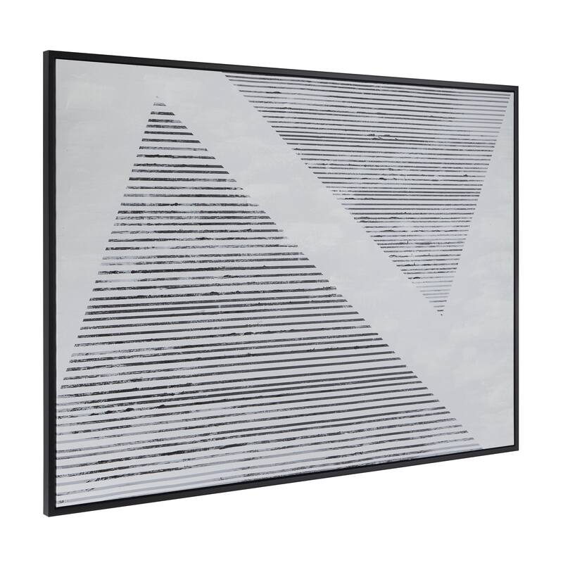Canvas Geometric Living Room Framed Wall Art with Black Frame - Black - Roche River Decor