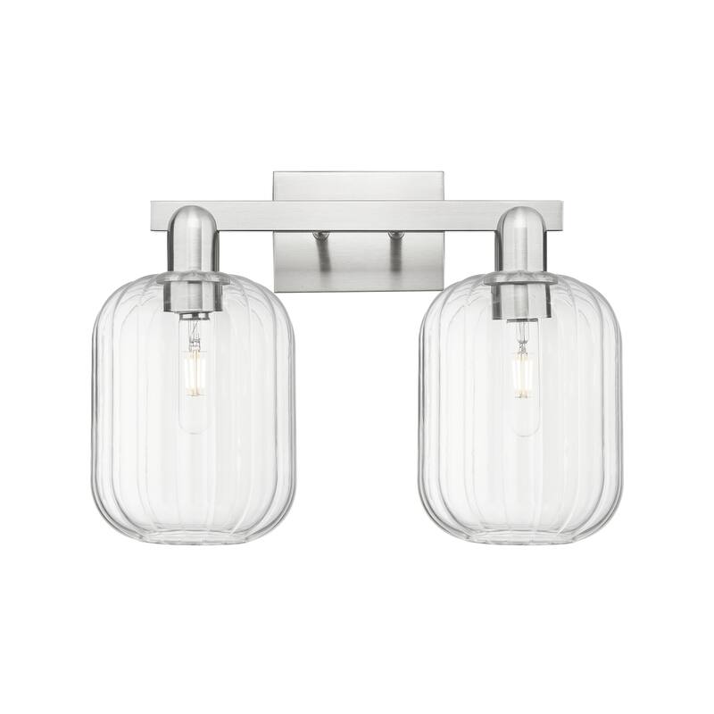 Innovations Lighting Downtown Urban - Preston - 2 Light 16" Jar Shade Bath Vanity Light - Clear/Brushed Satin Nickel