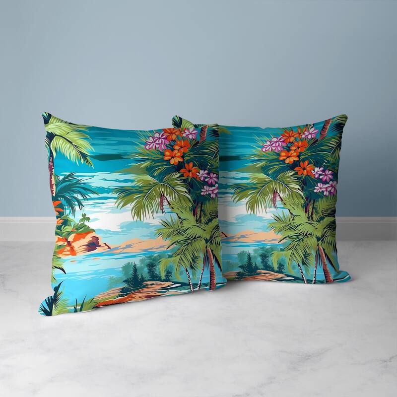 Oceanic Opulence Faux Suede Reversible Throw Pillow Blue and Multi