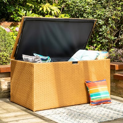 Glitzhome Garden Oversize 52.75"W 140 Gallon Yellow Storage Container Deck Box - 140 Gallon