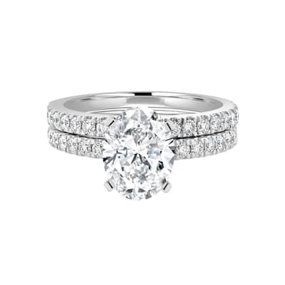 Auriya 14k-White Gold Lab Grown Oval Diamond Bridal-Ring-Set 1.75 ct. tw. (F-G VS)