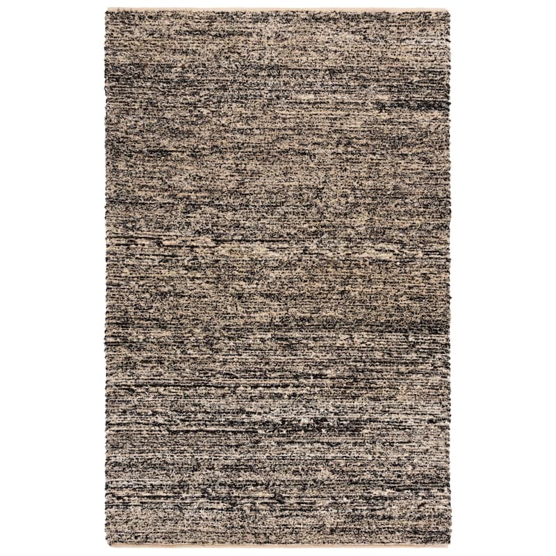 SAFAVIEH Handmade Montauk Latika Cotton Rug - 4' x 6' - Taupe/Black