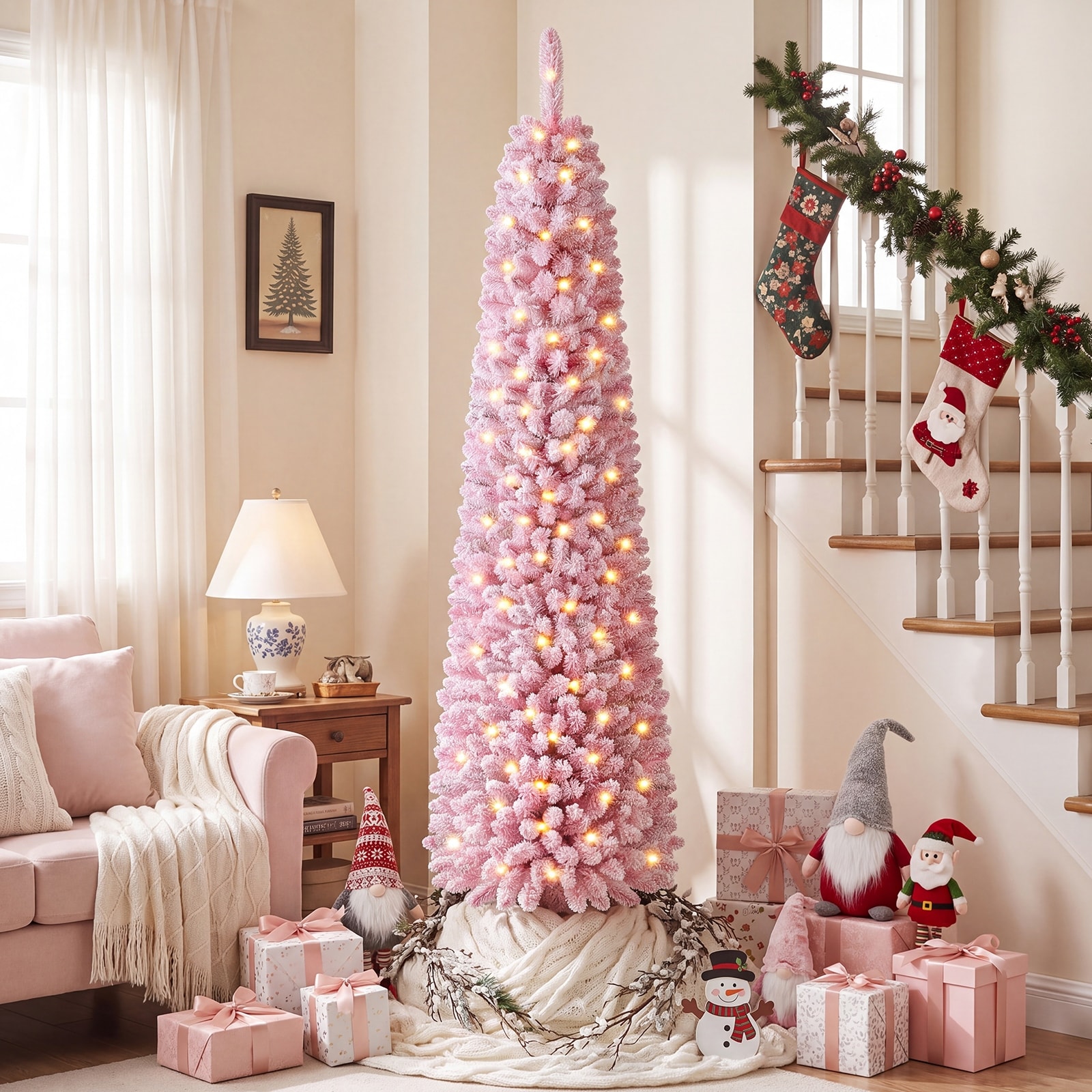 Gymax 7 FT Artificial Fir Xmas Tree w/523 Full Branch Tips 190 Warm