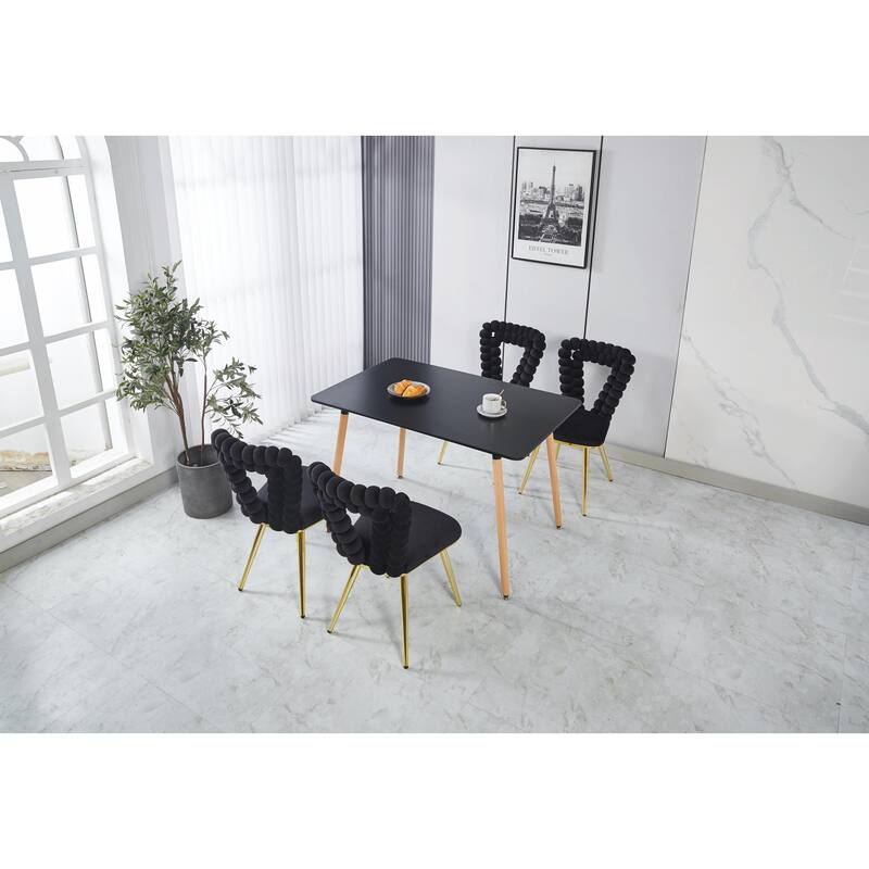 Modern Chair Set (2) with Golden Iron Tube Legs
