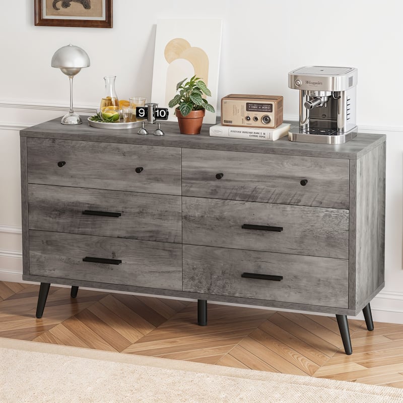 Rustic TV Stand for 65" TV, Entertainment Center with 6 Storage Drawers