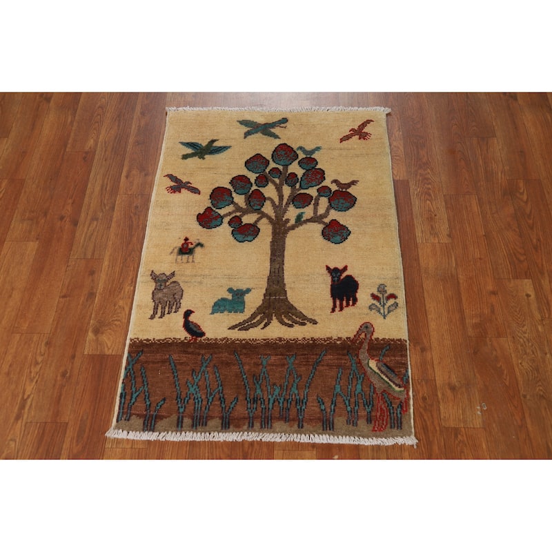 Traditional Kazak Oriental Foyer Rug Handmade Yellow Wool Carpet - 2'0"x 3'0"