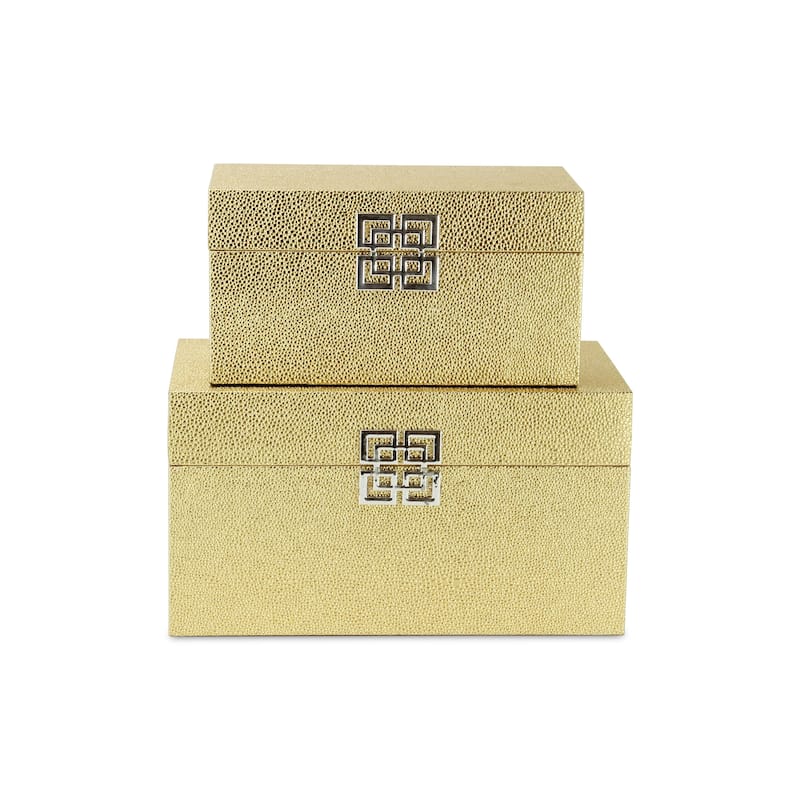 Galena White Shagreen Double Happiness Storage box Set of 2