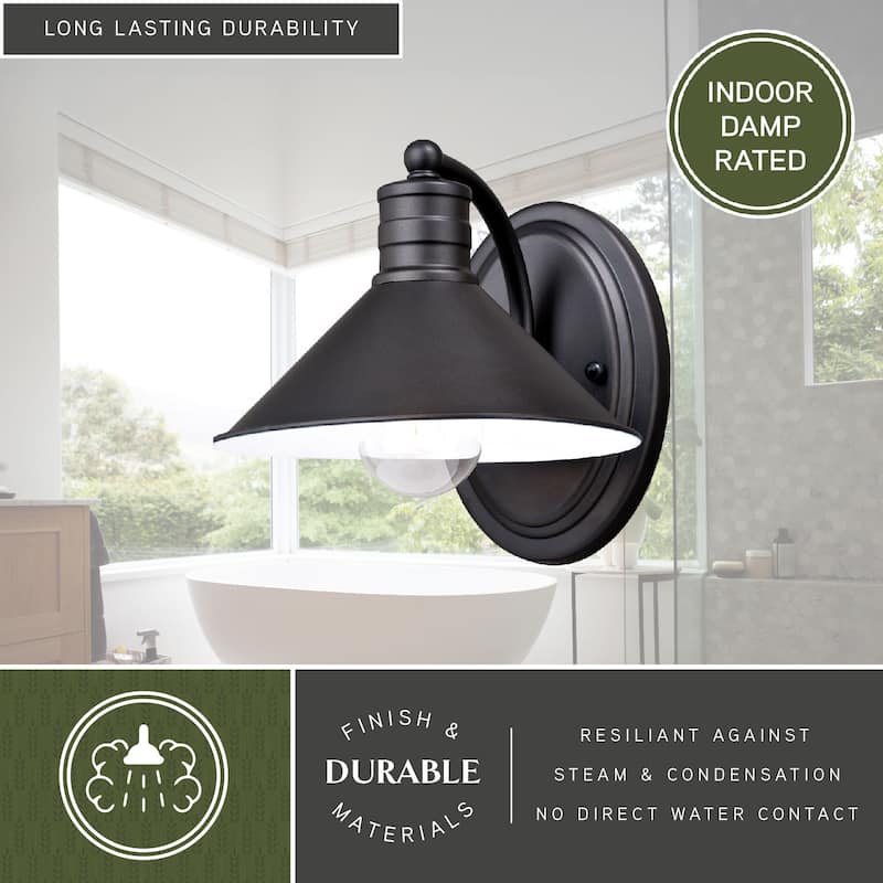 Akron 1-Light Farmhouse Barn Bathroom Wall Fixture