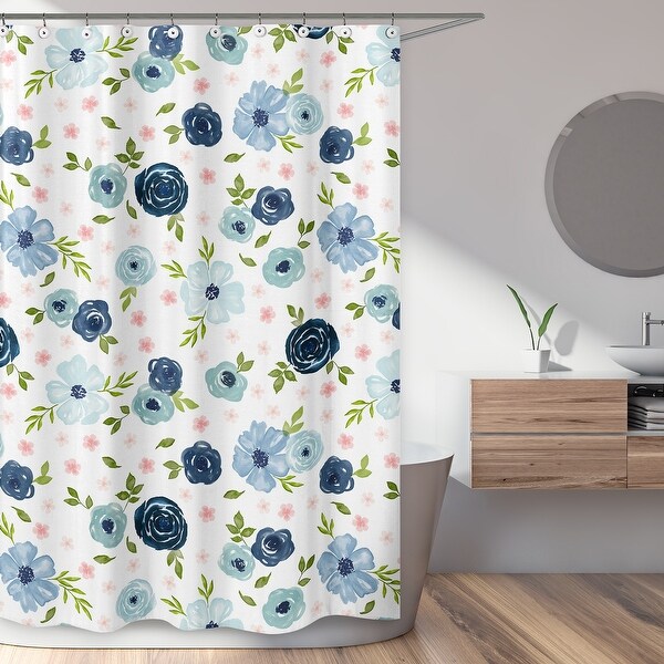 Details about   VERA WATERCOLOR FLOWERS FABRIC SHOWER CURTAIN BLUE PURPLE PEACH PINK BROWN