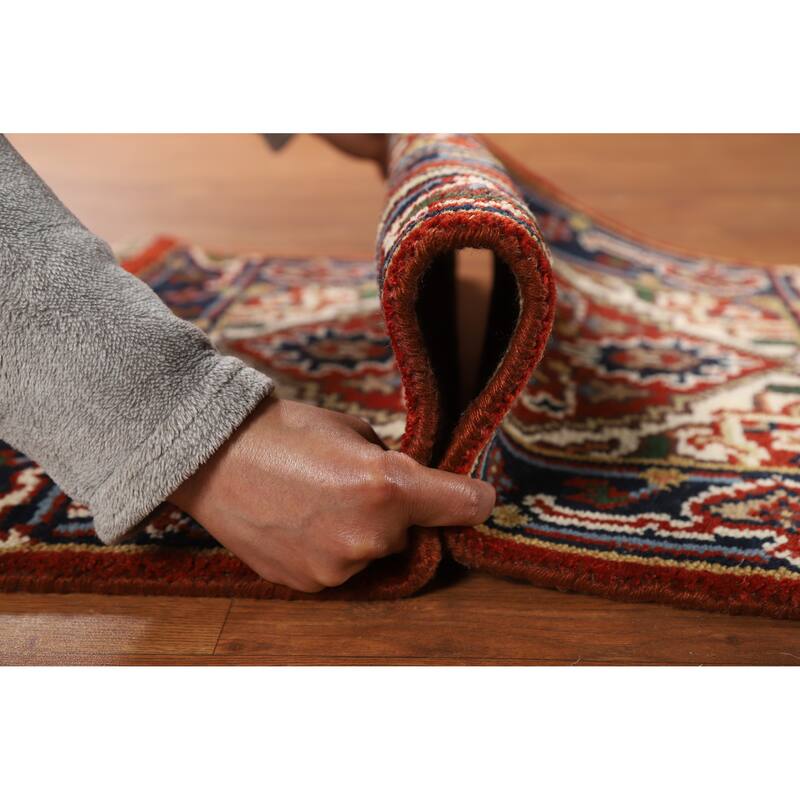 Hand Knotted Oriental 100% Wool Carpet Traditional Medallion Oranges & Rust Heriz (serapi) Area Rug - 3' 0'' X 2' 0''