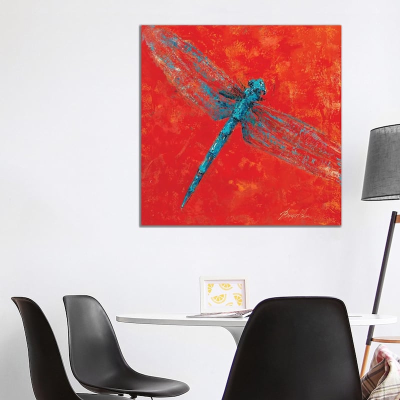 iCanvas "Red Dragonfly IV" by Olena Bogatska Canvas Print - 37x37x1.5