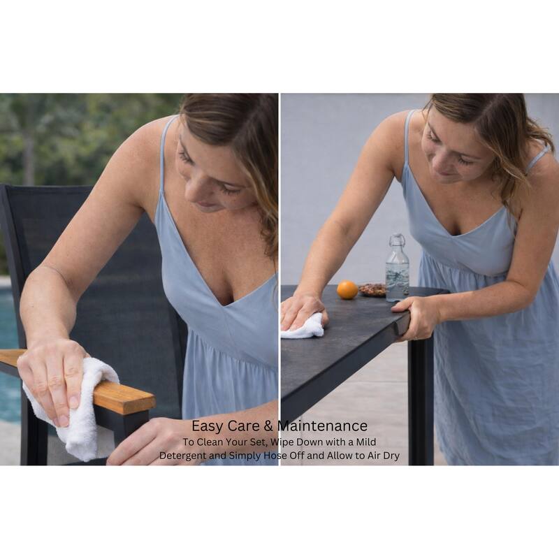 Quay Dark Grey 9-Piece Aluminum Outdoor Dining Set with Tribeca with Ceramic Glass Table Top - N/A