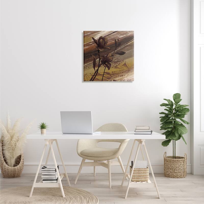 Stupell Mellow Brown Flowers Abstract Tan Muddy Earth Tones Canvas Wall Art