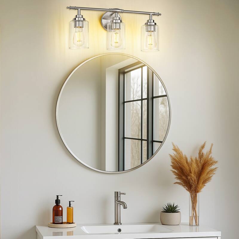 3-Light Brushed Nickel Bathroom Vanity Light