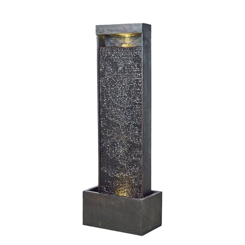 Polyresin Outdoor Modern Sphere and Pedestal Fountain with LED Light and Pump