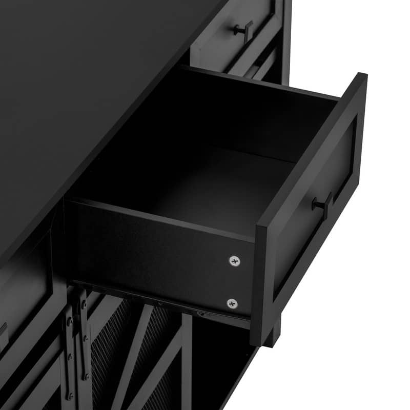 Farmhouse 55" Sideboard with 2 Sliding Barn Doors and 3 Drawers for Stylish Home Storage Solution