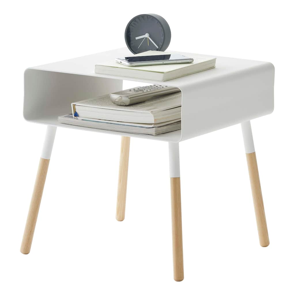 Yamazaki Home Storage Table - Two Sizes, Steel and Wood, Short, Holds 22 lbs, Minimal Assembly