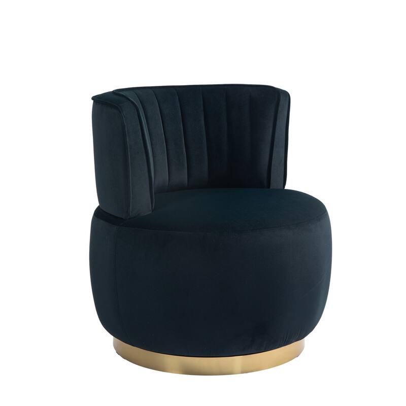 HOMEFUN Velvet Upholstered 360 Degree Swivel Armless Round Barrel Chairs
