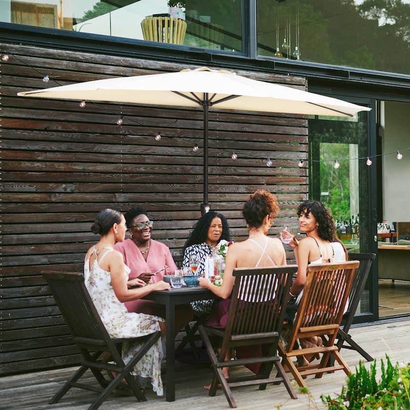 Patio Umbrella, 9 FT Half Round Umbrella, Weather-Resistant Polyester
