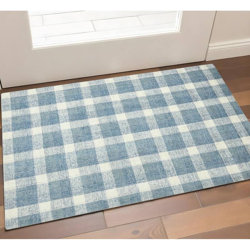 HomeRoots Plaid Transitional Rectangle Area Rug - 36.00 in. x 24.00 in. x 0.45 in. - 36.00 in. x 24.00 in.  x 0.45 in.