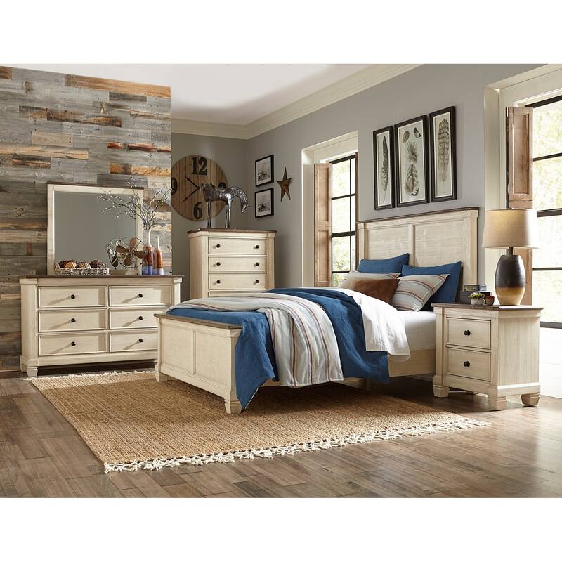 Rustic Style Nightstand，Farmhouse Side Table with 2 Drawers Solid Wood Legs，Compact Wooden Accent Coffee Table