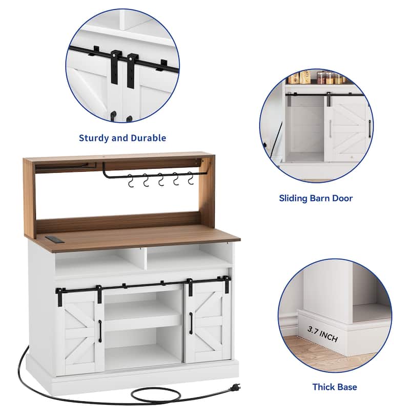 Moasis 47.2" Wine Bar Cabinet Rack Small Sideboard Buffet - 47.2"L x 15.1"W x 51.5"H
