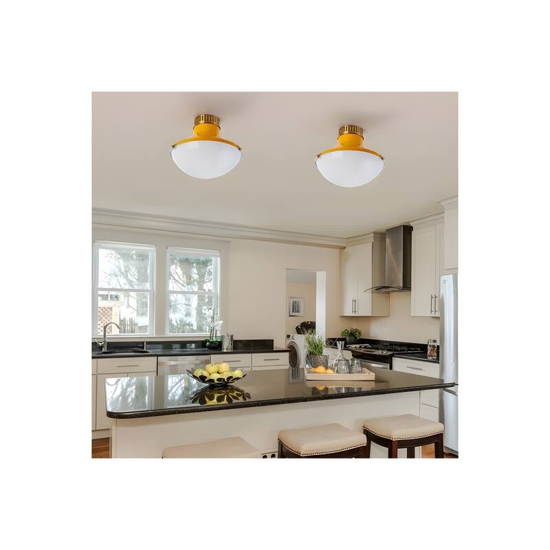 10 in.Collar Metal Round Bowl Flush Mount