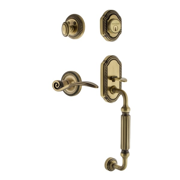 Nostalgic Warehouse ROPSWN_ESET_234_FG_LH Rope Left Handed Sectional Single Cylinder Keyed Entry Handleset with F Grip and Swan