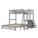 preview thumbnail 8 of 12, Twin over Full Bunk Kids Bed with Desk, 3-Drawers, Solid Wood, Convertible Design, Grey