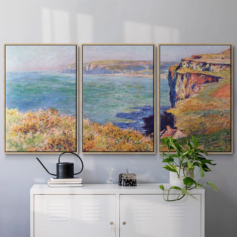 Cliffs at Varengeville by Monet - Multi Piece Framed Canvas