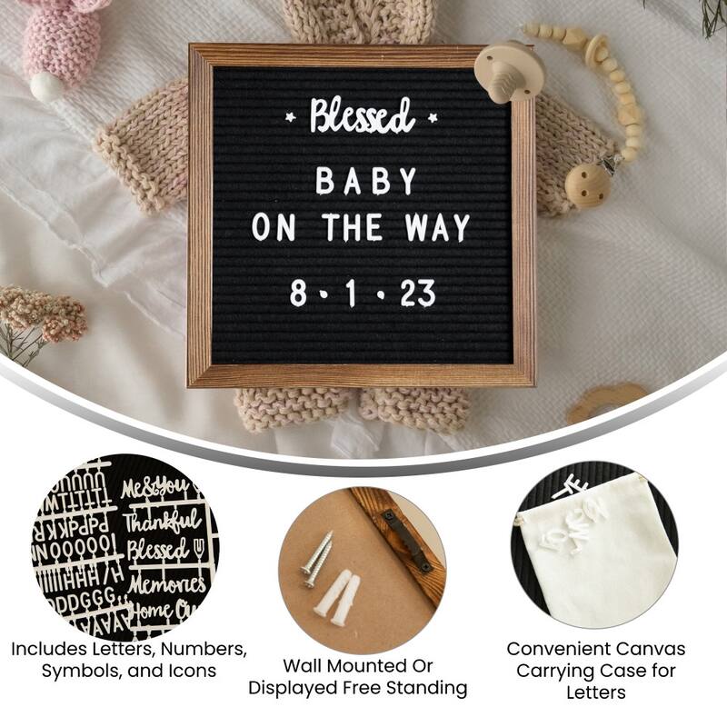 Wood Frame Letter Board with 389 PP Letters and Canvas Carry Bag