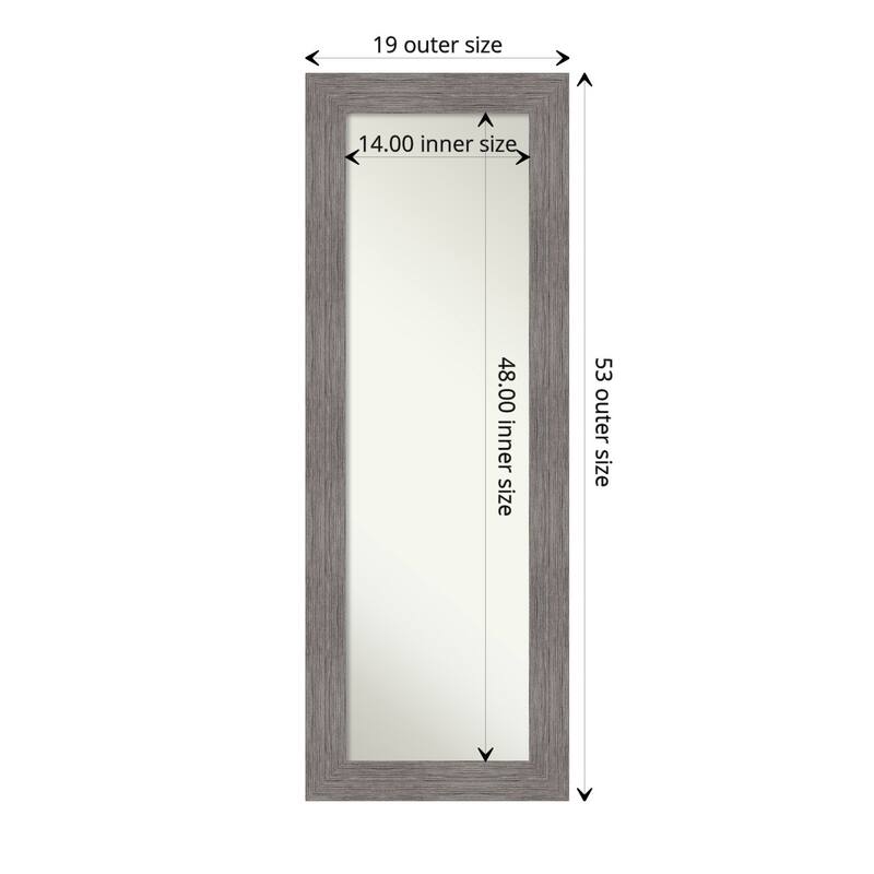 Non-Beveled Full Length On The Door Mirror - Pinstripe Plank Frame - Outer Size: 19 x 53 in - Pinstripe Plank Grey